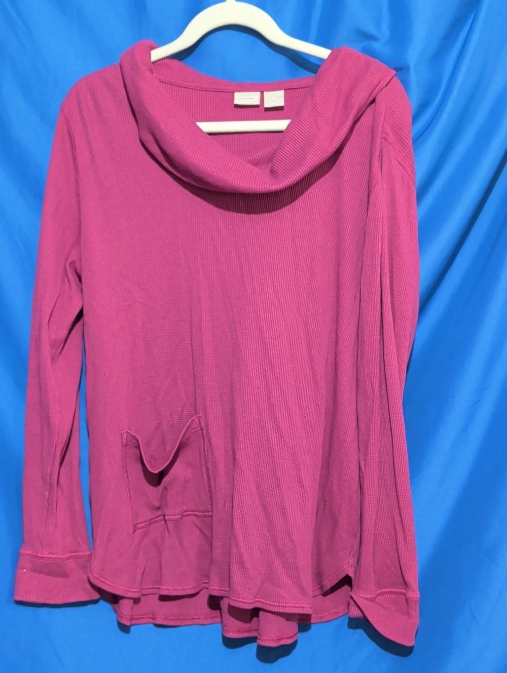 Chico's Size 12/14 Raspberry Cowl Neck Long Sleeve Top